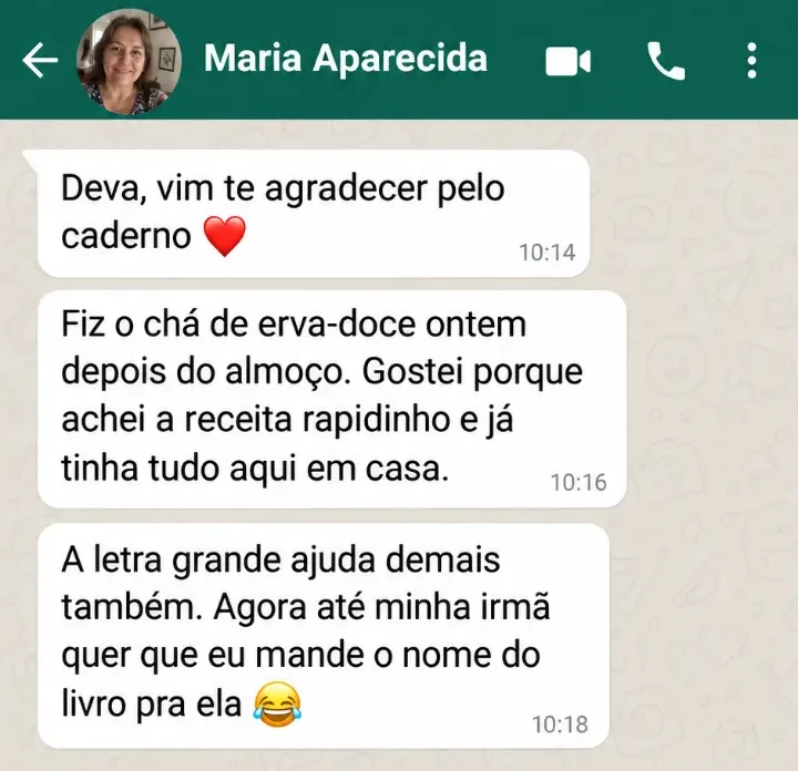 Mensagem de leitora da Dona Deva no WhatsApp